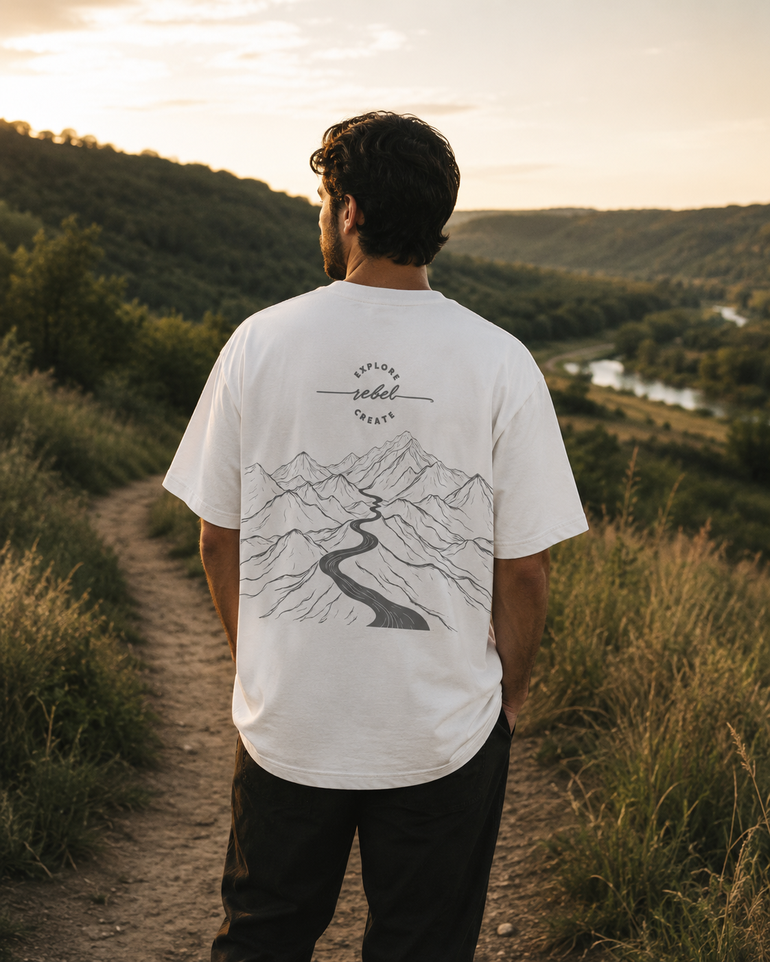 Explorer 001 Founder’s Edition tee shown in a vertical lifestyle frame